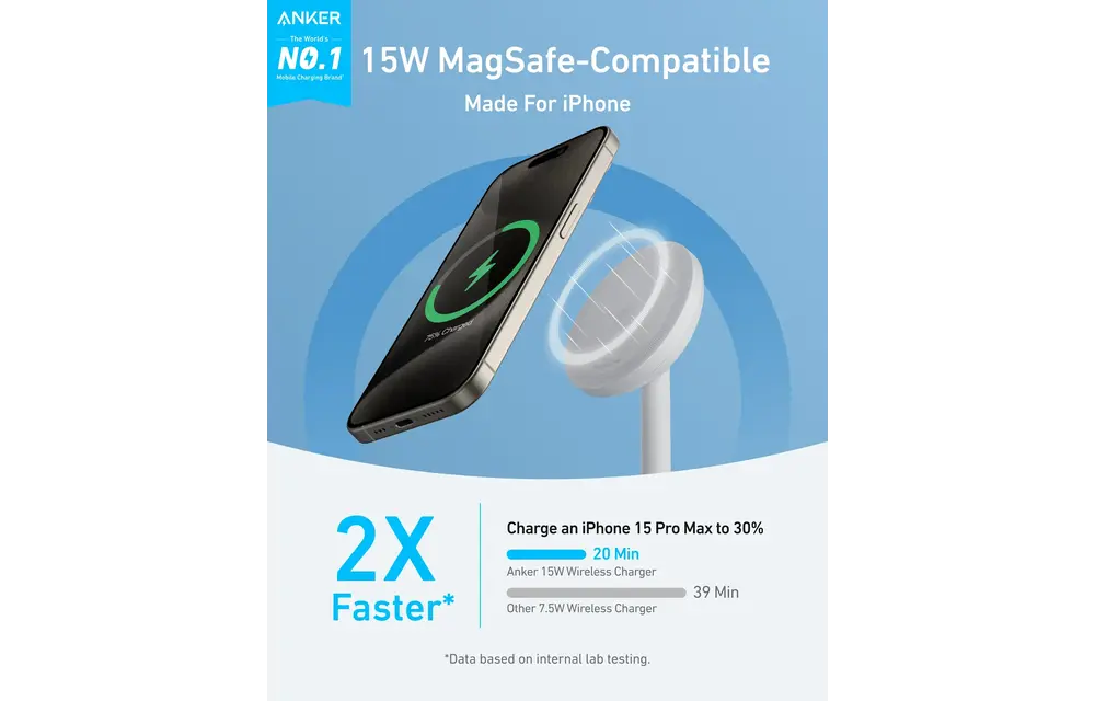 Anker MagGo MagSafe Wireless Charger Stand With USB-C Cable - White