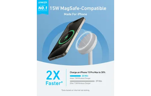 Anker MagGo MagSafe Wireless Charger Stand With USB-C Cable - White