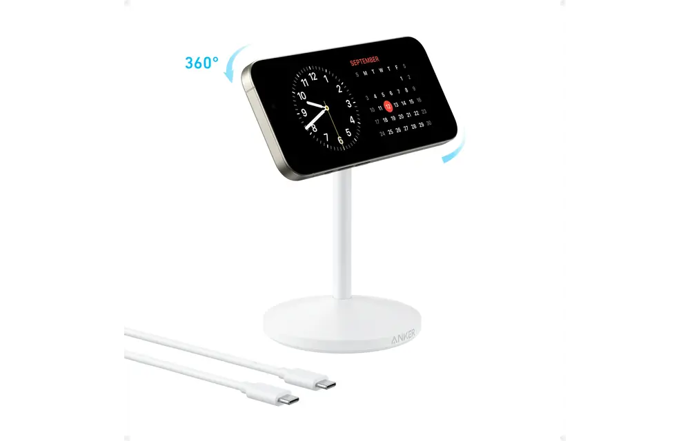 Anker MagGo MagSafe Wireless Charger Stand With USB-C Cable - White