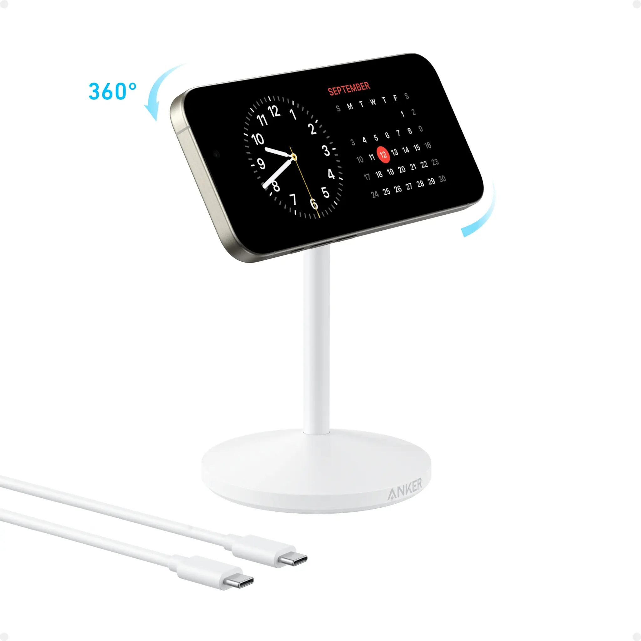 Anker MagGo MagSafe Wireless Charger Stand With USB-C Cable - White