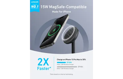 Anker MagGo MagSafe Wireless Charger Stand With USB-C Cable - Black