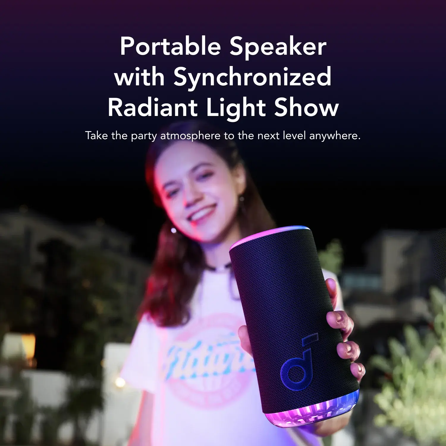Soundcore By Anker Glow 360 Sound with Synchronized Light Show Portable Speaker - Black