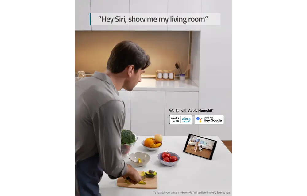 Eufy Security Indoor Cam E220 , 360° Pan and Tilt with 2K Resolution - White