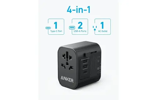 Anker 4-in-1 Global Travel Adapter USB-C 30W - Black