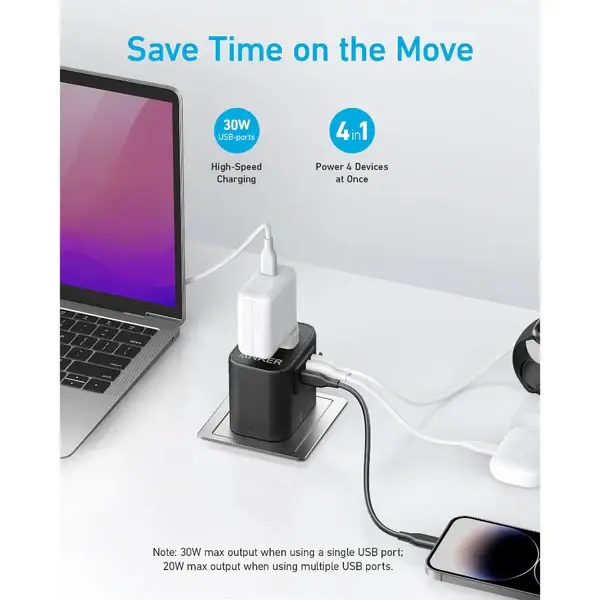 Anker 4-in-1 Global Travel Adapter USB-C 30W - Black