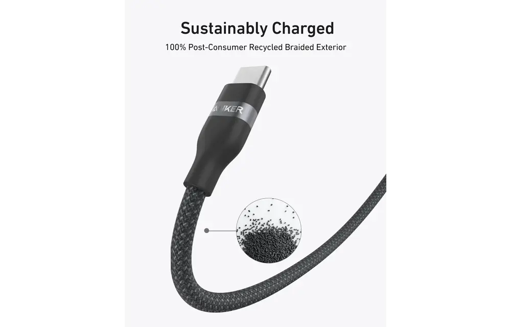 Anker USB-C to USB-C Cable 240W Upcycled Braided 6ft/1.8m - Black