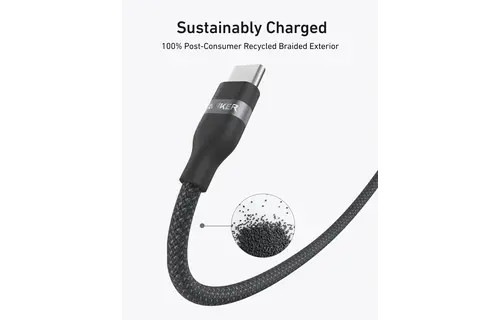 Anker USB-C to USB-C Cable 240W Upcycled Braided 6ft/1.8m - Black