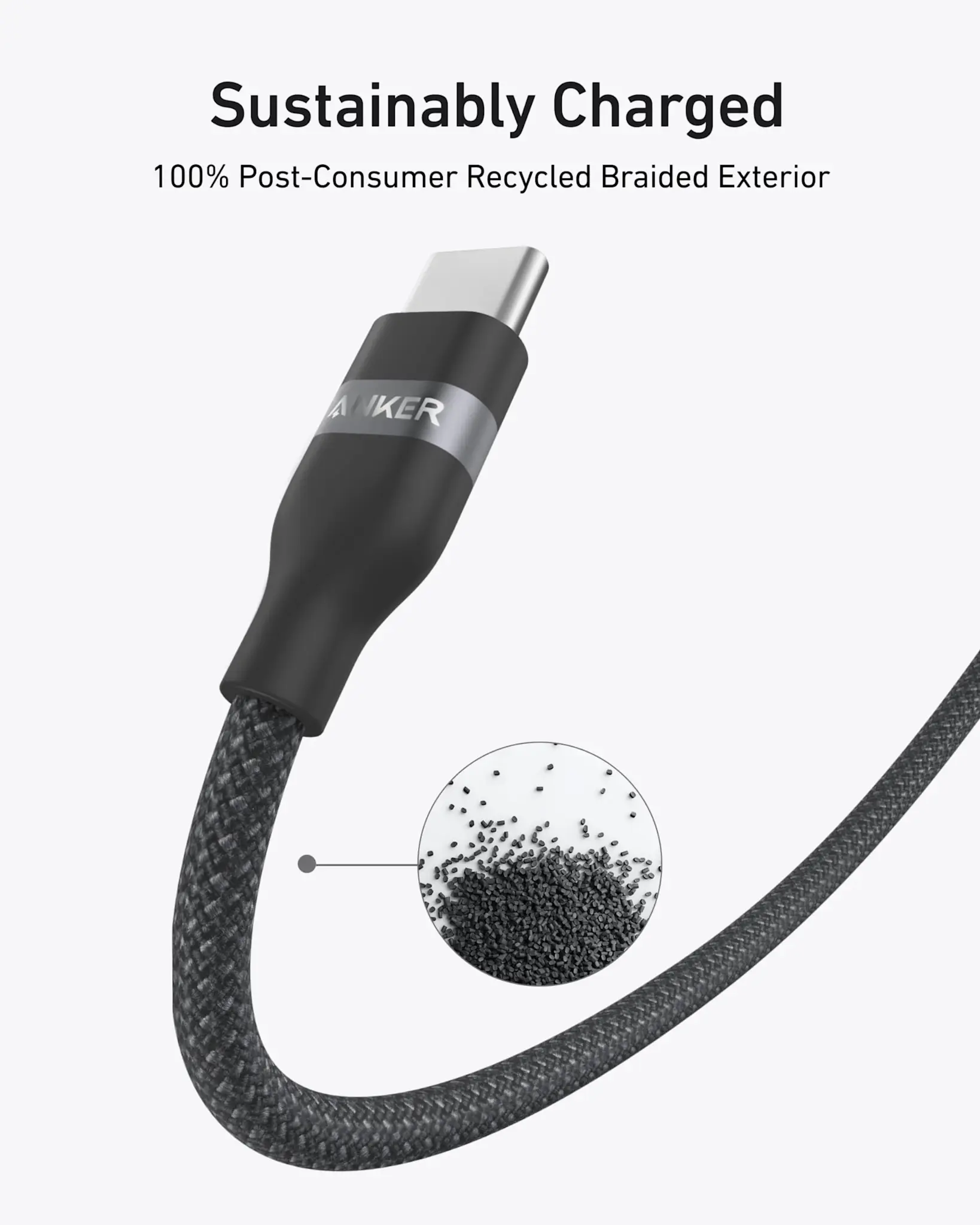 Anker USB-C to USB-C Cable 240W Upcycled Braided 6ft/1.8m - Black