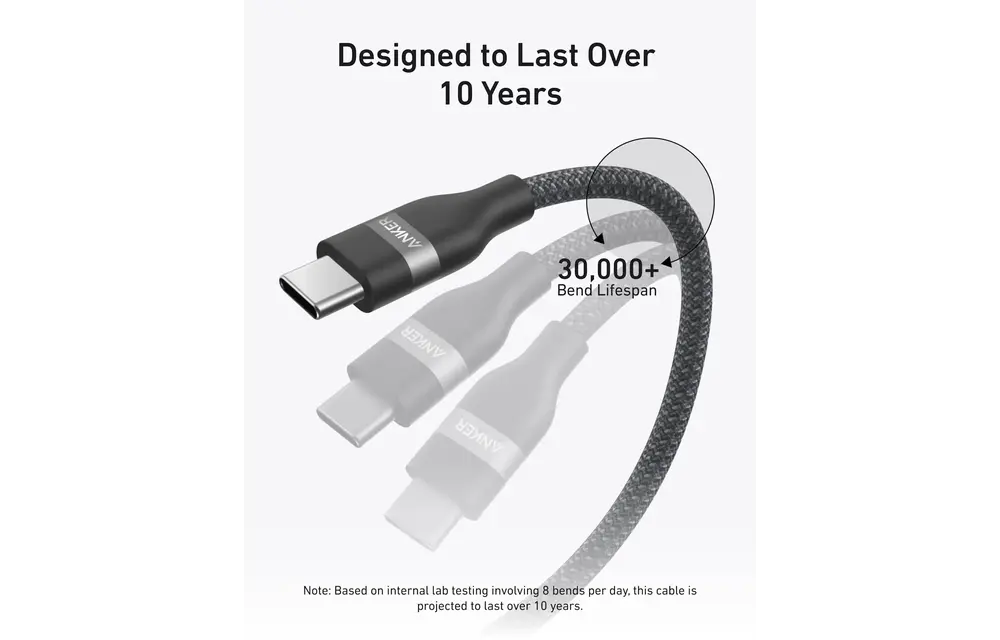 Anker USB-C to USB-C Cable 240W Upcycled Braided 6ft/1.8m - Black