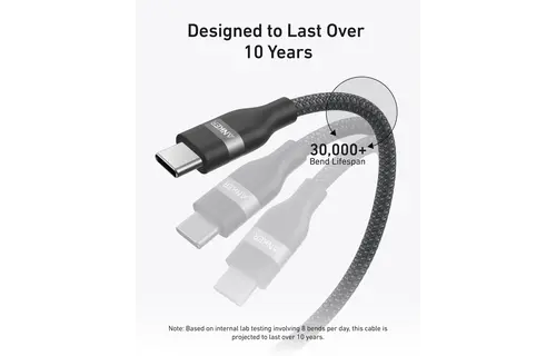 Anker USB-C to USB-C Cable 240W Upcycled Braided 6ft/1.8m - Black