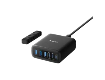 Anker Multi Device Fast Charger Desktop Charger 6 Ports 112W GaN - Black