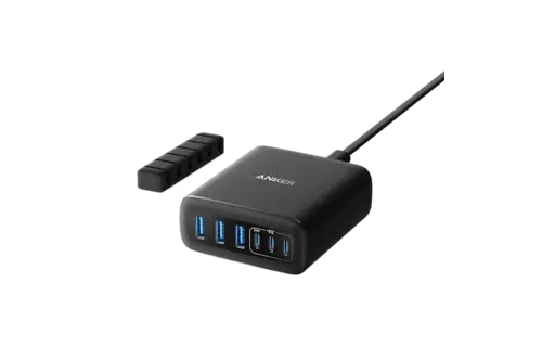 Anker Multi Device Fast Charger Desktop Charger 6 Ports 112W GaN - Black