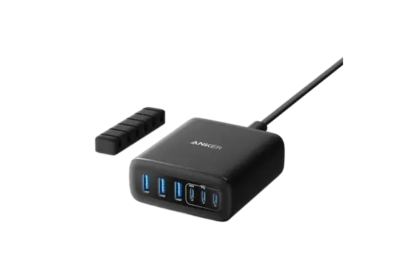 Anker Multi Device Fast Charger Desktop Charger 6 Ports 112W GaN - Black