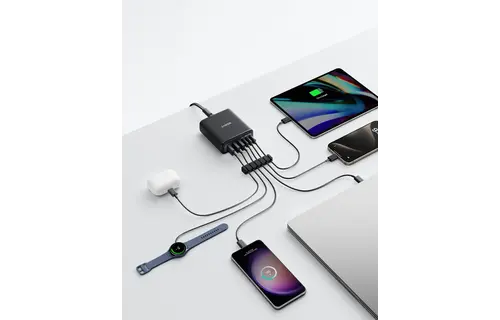 Anker Multi Device Fast Charger Desktop Charger 6 Ports 112W GaN - Black