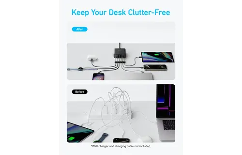 Anker Multi Device Fast Charger Desktop Charger 6 Ports 112W GaN - Black