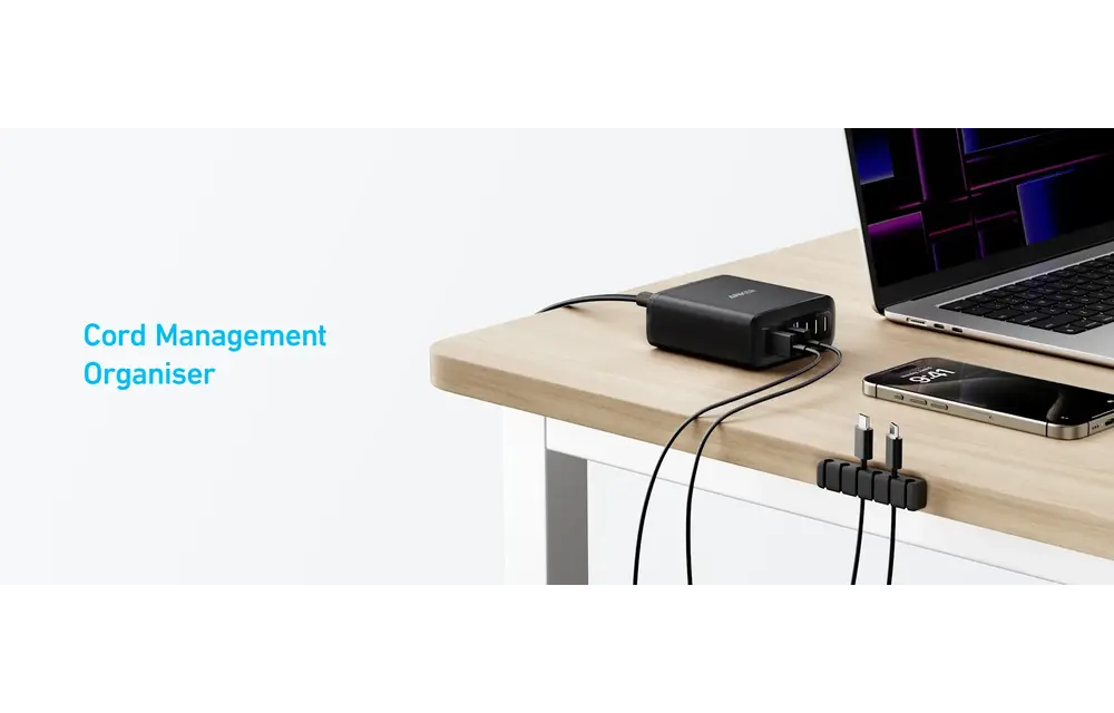 Anker Multi Device Fast Charger Desktop Charger 6 Ports 112W GaN - Black