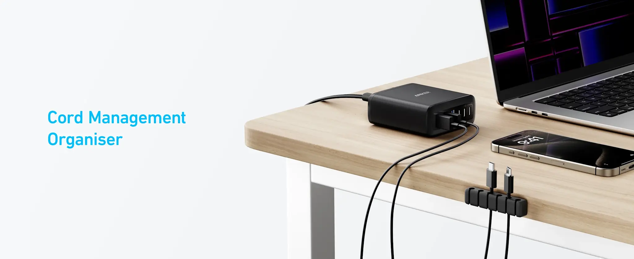 Anker Multi Device Fast Charger Desktop Charger 6 Ports 112W GaN - Black