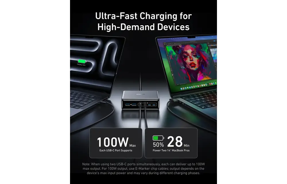 Anker Prime Multi Port Desktop Ultra Fast Charger 200W, 6 Ports, GaN - Black