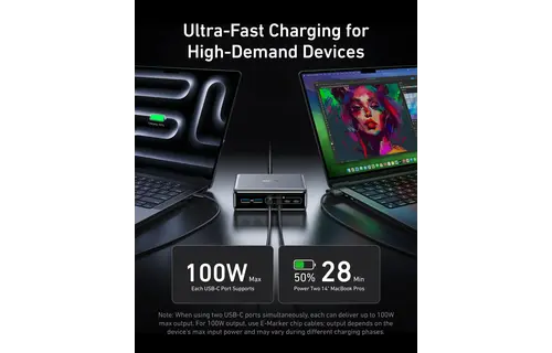 Anker Prime Multi Port Desktop Ultra Fast Charger 200W, 6 Ports, GaN - Black