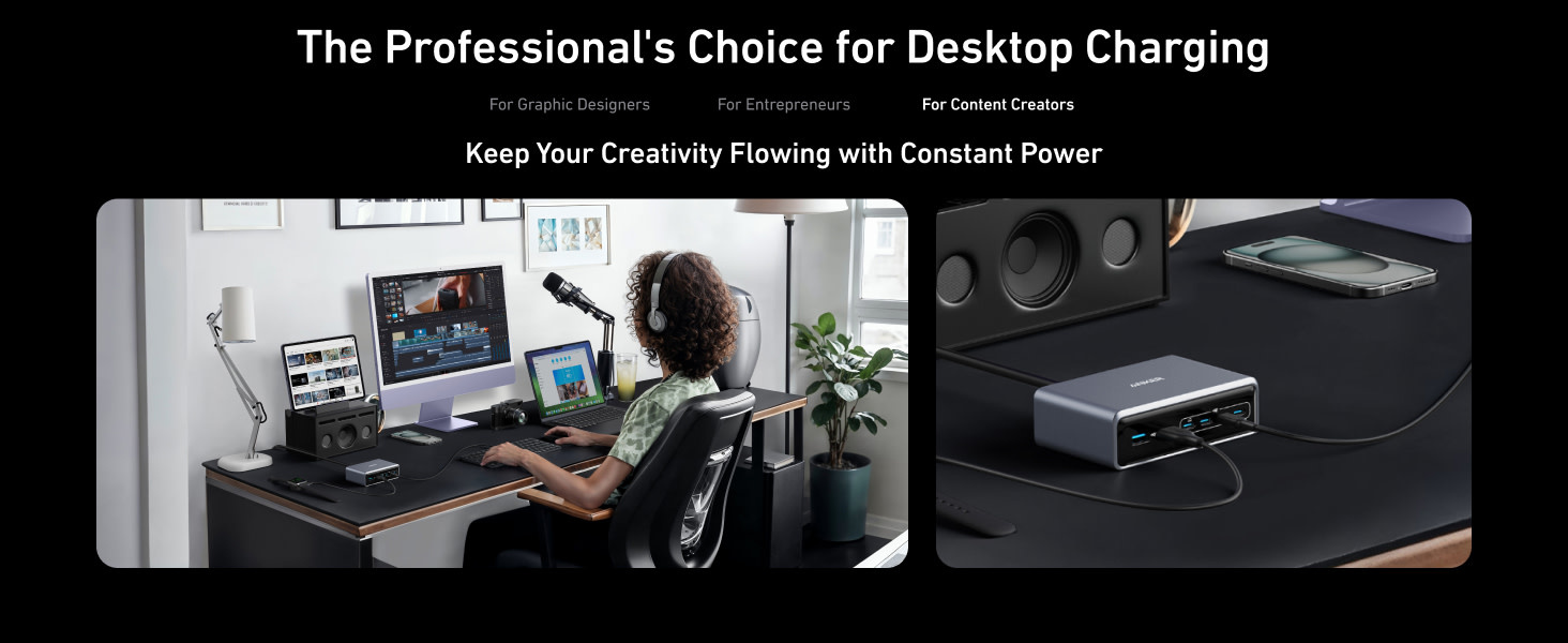 Anker Prime Multi Port Desktop Ultra Fast Charger 200W, 6 Ports, GaN - Black