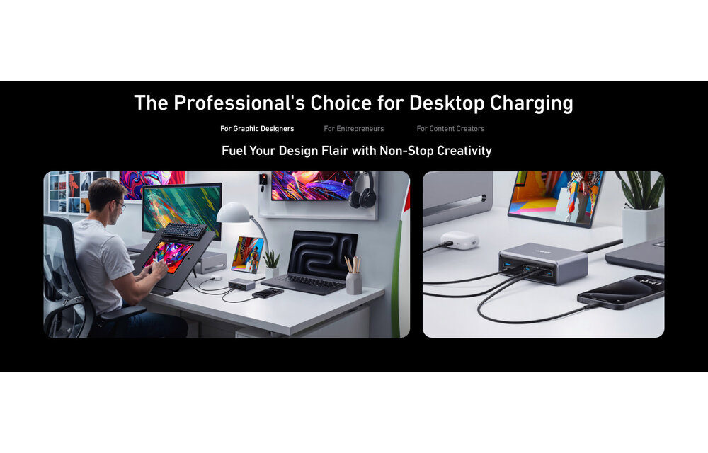 Anker Prime Multi Port Desktop Ultra Fast Charger 200W, 6 Ports, GaN - Black