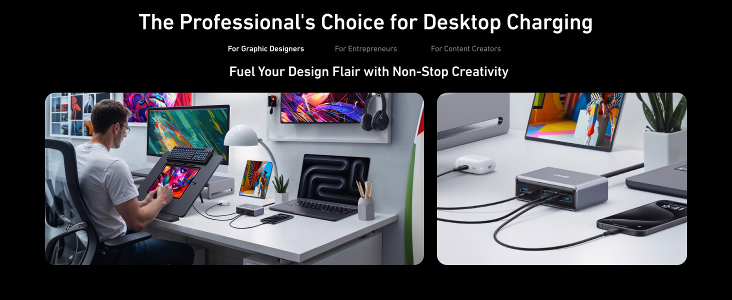 Anker Prime Multi Port Desktop Ultra Fast Charger 200W, 6 Ports, GaN - Black