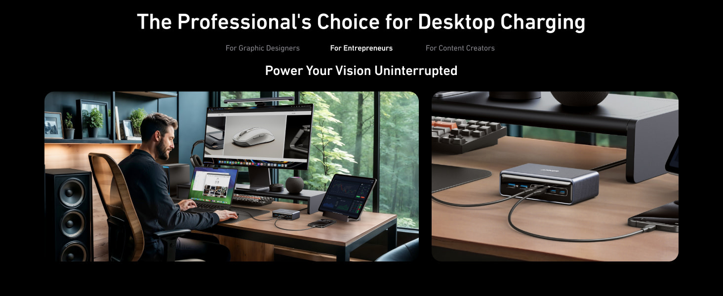 Anker Prime Multi Port Desktop Ultra Fast Charger 200W, 6 Ports, GaN - Black