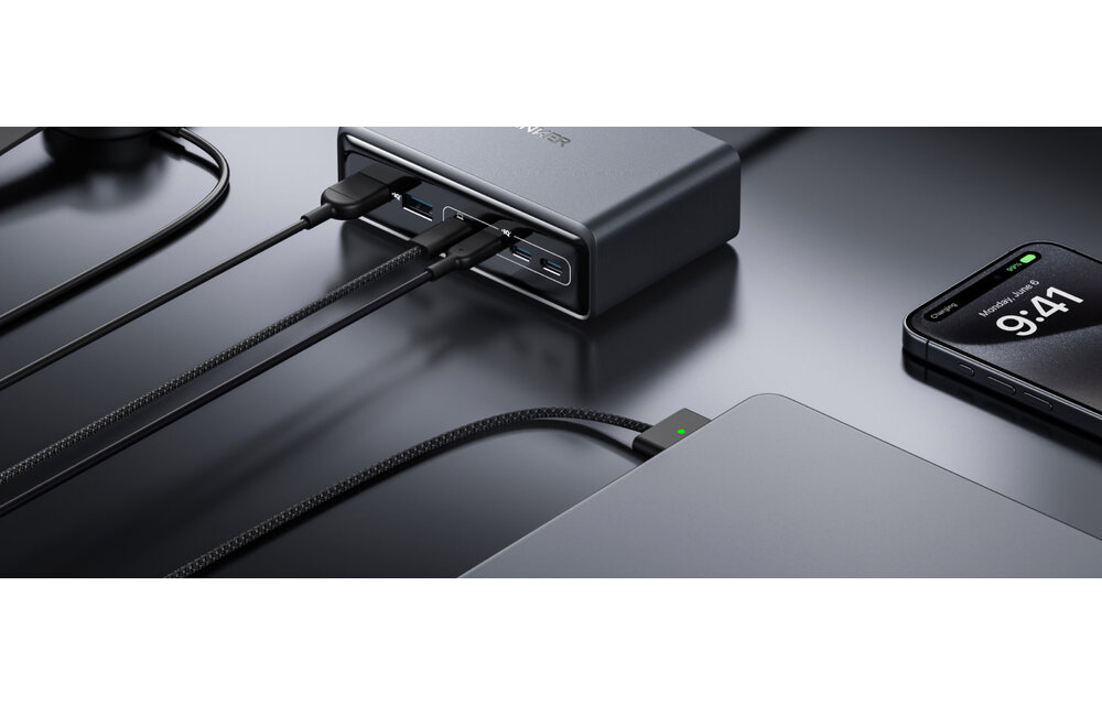 Anker Prime Multi Port Desktop Ultra Fast Charger 200W, 6 Ports, GaN - Black