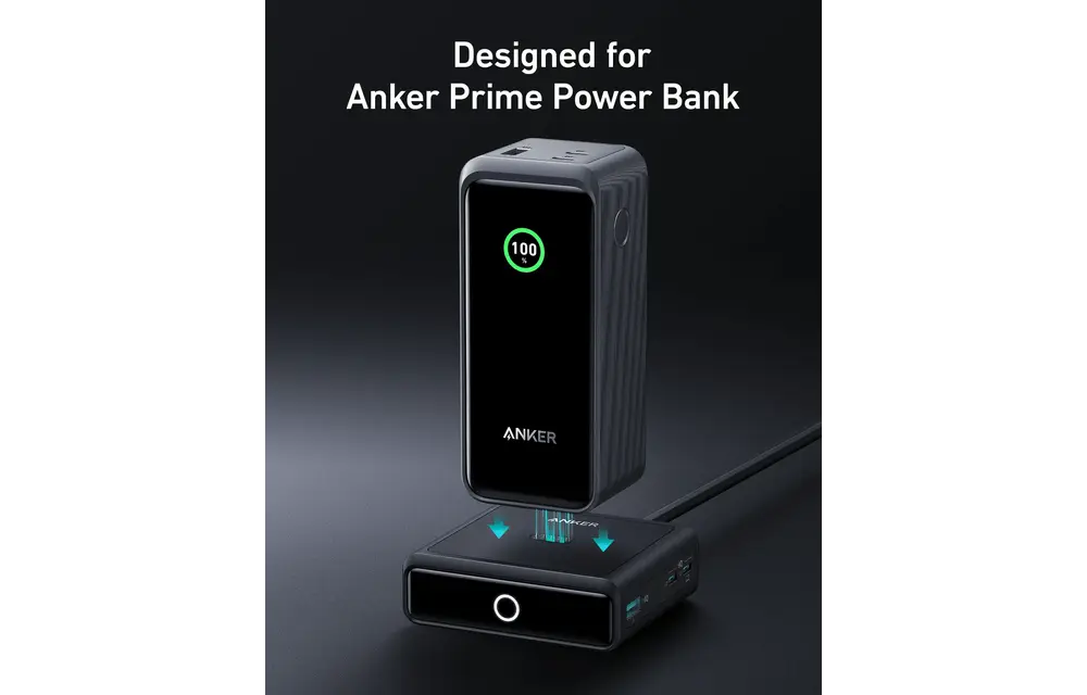 Anker Multi Device Fast Charging Desktop Charger 3 Ports 100W Charging Base For Anker Prime Power Bank - Black