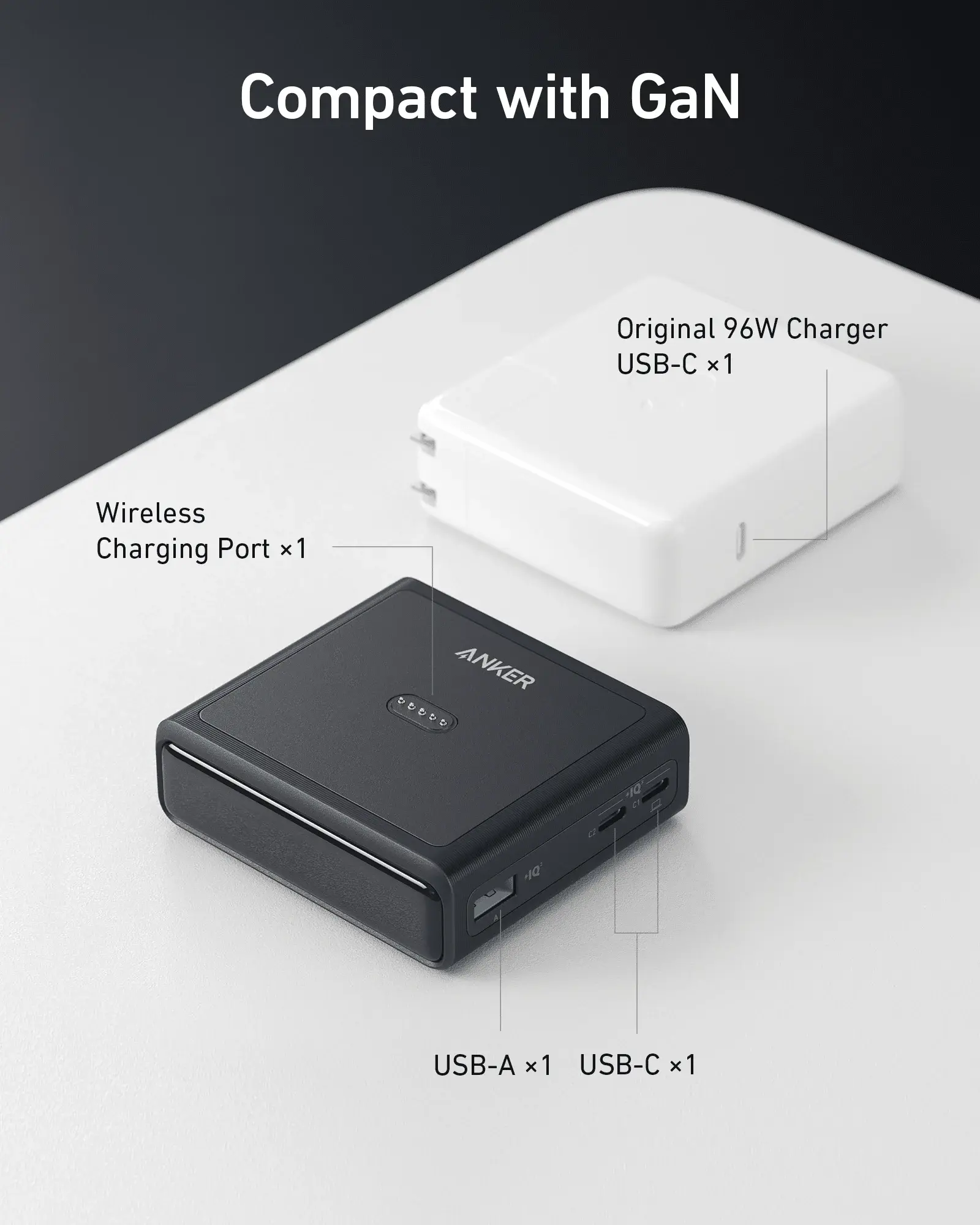 Anker Multi Device Fast Charging Desktop Charger 3 Ports 100W Charging Base For Anker Prime Power Bank - Black