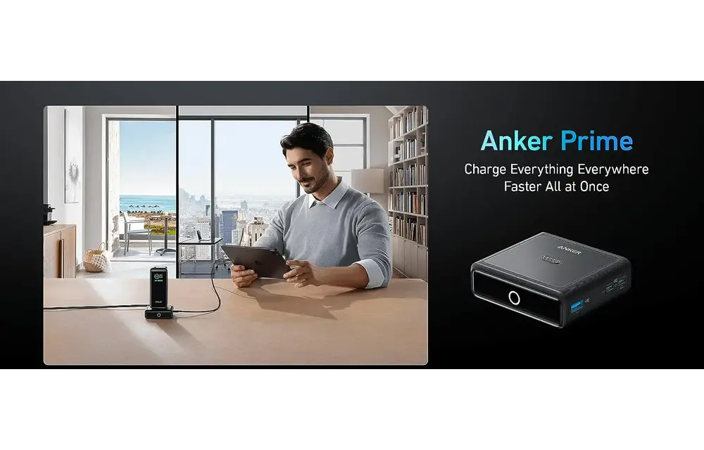 Anker Multi Device Fast Charging Desktop Charger 3 Ports 100W Charging Base For Anker Prime Power Bank - Black