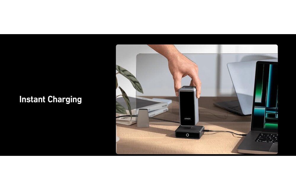Anker Multi Device Fast Charging Desktop Charger 3 Ports 100W Charging Base For Anker Prime Power Bank - Black