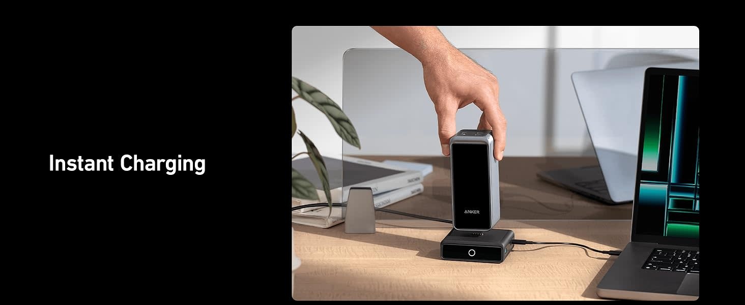 Anker Multi Device Fast Charging Desktop Charger 3 Ports 100W Charging Base For Anker Prime Power Bank - Black