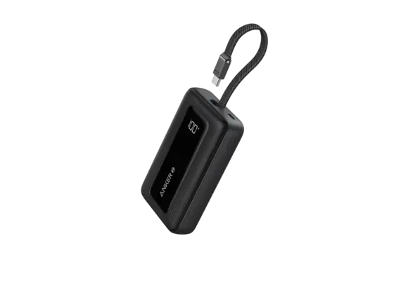 Anker Zolo Fast Charging Power Bank Built in USB-C Cable 10,000mAh- Black