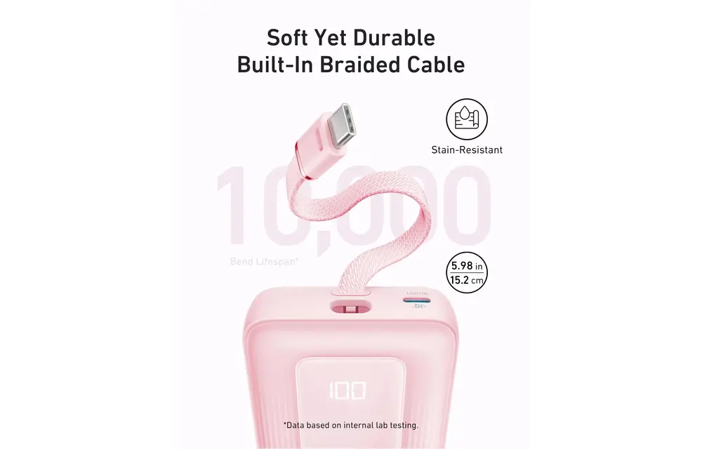 Anker Zolo Fast Charging Power Bank Built in USB-C Cable 10,000mAh- Black