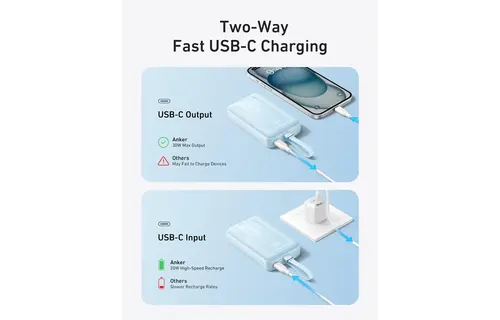 Anker Zolo Fast Charging Power Bank Built in USB-C Cable 10,000mAh- Black