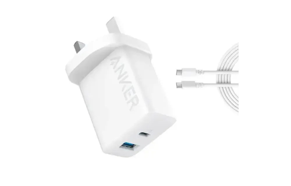 Anker Select High Speed Charger With USB-C 1.5m Cable 20W, 2-Port - White