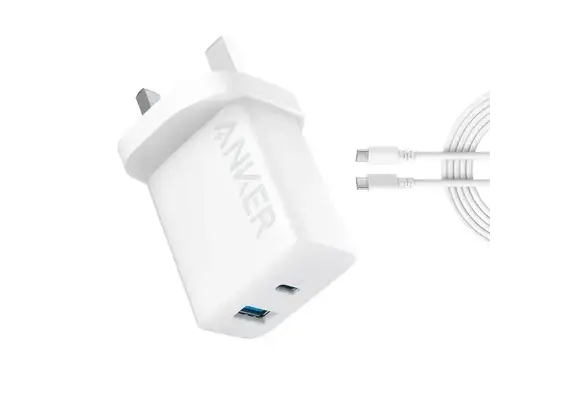 Anker Select High Speed Charger With USB-C 1.5m Cable 20W, 2-Port - White