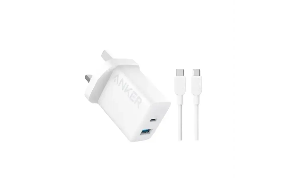 Anker Select High Speed Charger With USB-C 1.5m Cable 20W, 2-Port - White