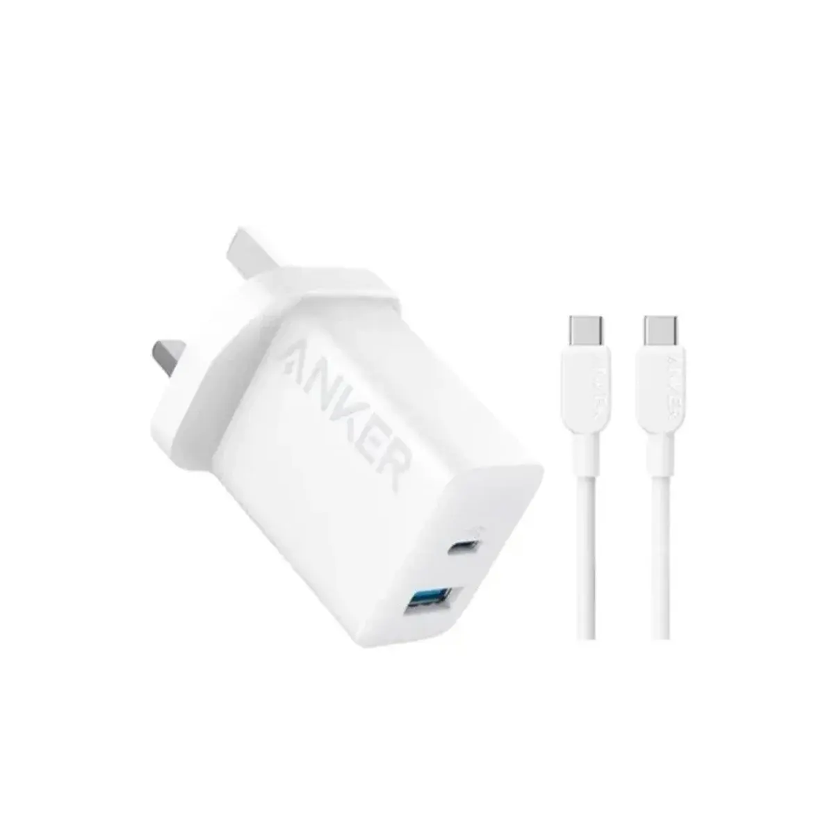 Anker Select High Speed Charger With USB-C 1.5m Cable 20W, 2-Port - White