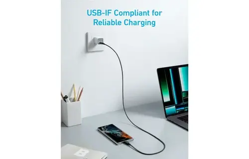 Anker Durable Braided Nylon USB-C Cable 60W 3ft/0.9m - Black