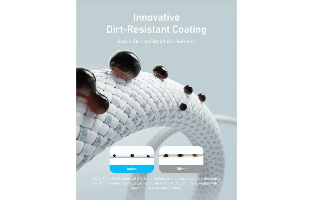 Anker Zolo Dirt-Resistant Braided Fast Charging USB-C Cable 240W, 3.3Ft/1m - Black