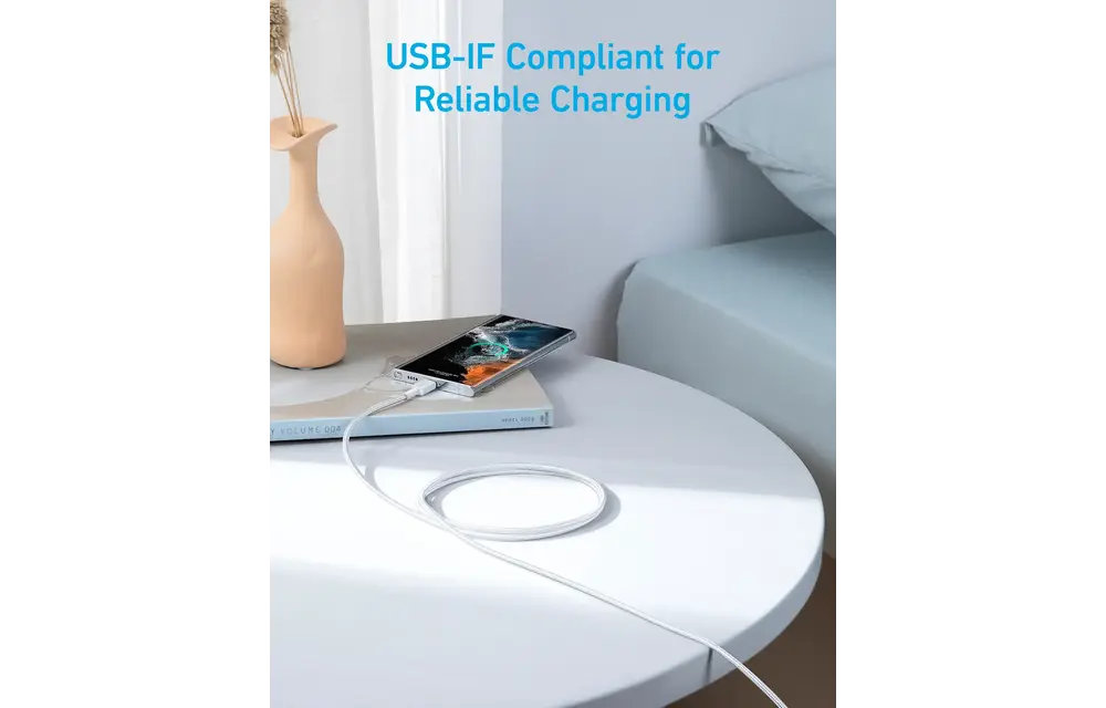 Anker Durable Braided Nylon USB-C Cable 60W 3ft/0.9m  - White