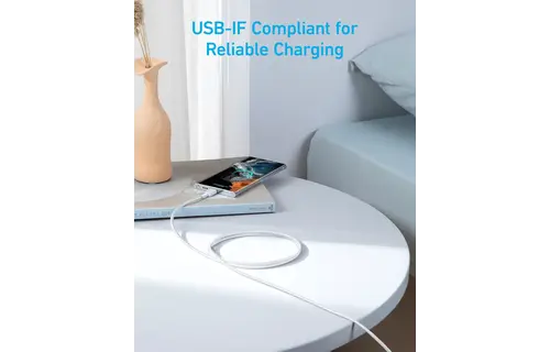 Anker Durable Braided Nylon USB-C Cable 60W 3ft/0.9m  - White