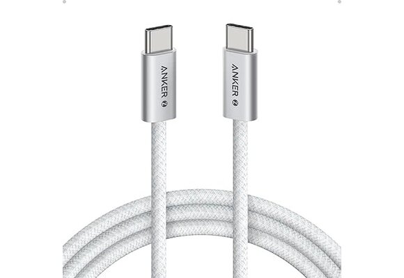 Anker Zolo Dirt-Resistant Braided Fast Charging USB-C Cable 240W, 3.3Ft/1m - White