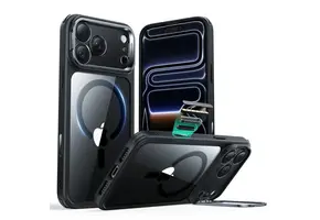 ESR Classic Hybrid MagSafe Case Camera Control, Stash Stand For iPhone 17 Pro - Clear Black