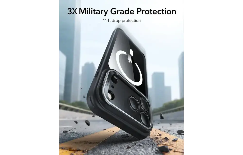 ESR Classic Hybrid MagSafe Case Camera Control, Stash Stand For iPhone 17 Pro - Clear Black