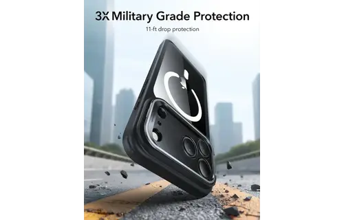 ESR Classic Hybrid MagSafe Case Camera Control, Stash Stand For iPhone 17 Pro - Clear Black