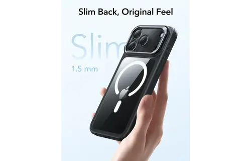 ESR Classic Hybrid MagSafe Case Camera Control, Stash Stand For iPhone 17 Pro - Clear Black