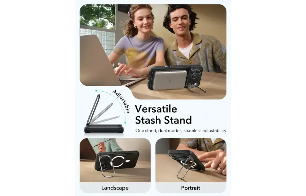 ESR Classic Hybrid MagSafe Case Camera Control, Stash Stand For iPhone 17 Pro - Clear Black